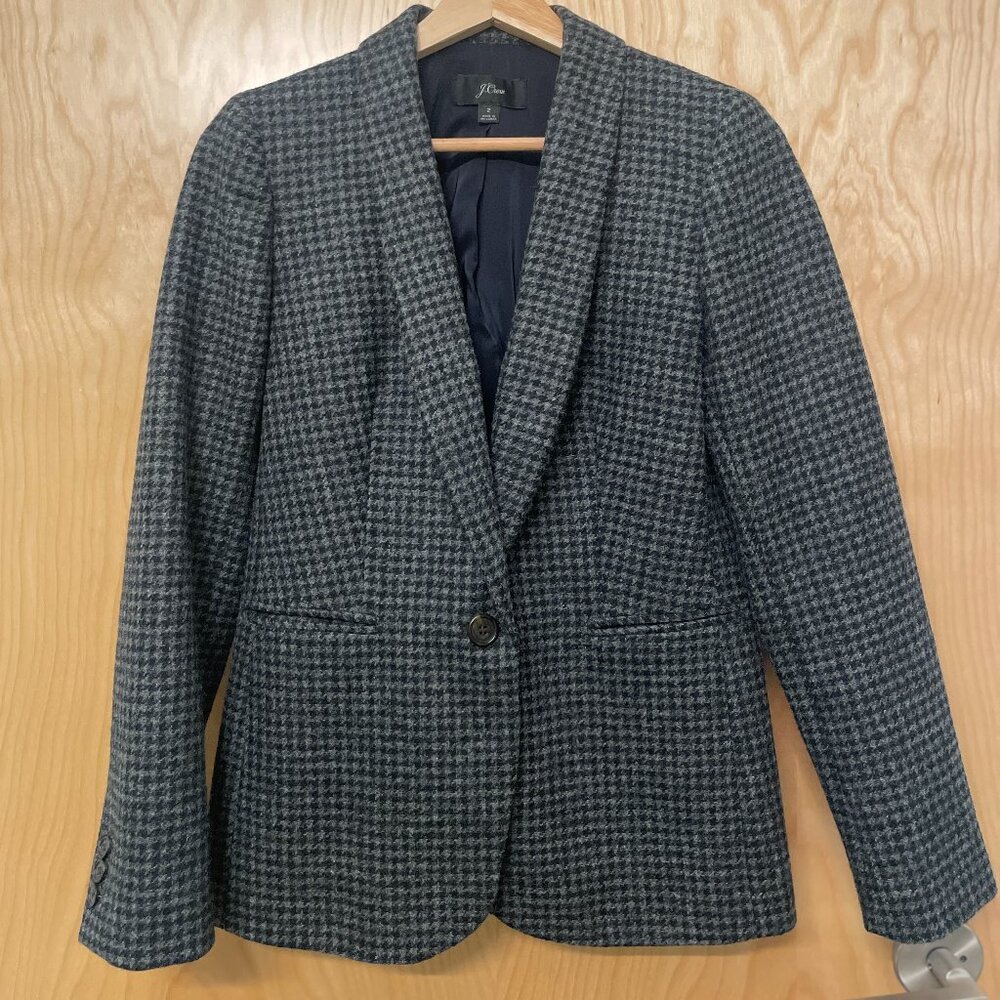 J.Crew Gray Houndstooth 100% Wool Blazer  Size 2
